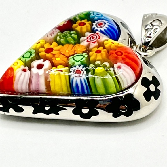 Stainless Steel Millefiori Dimensional Heart Pendant - Picture 7 of 10